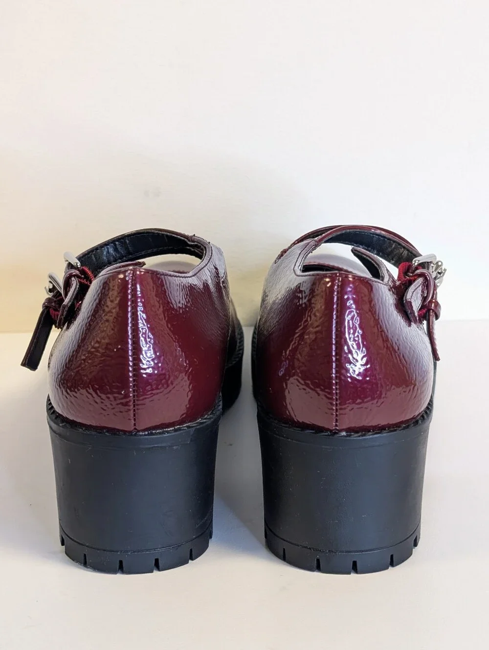Urban Outfitters Burgundy Patent Double Strap Mary Jane Heels Size 8